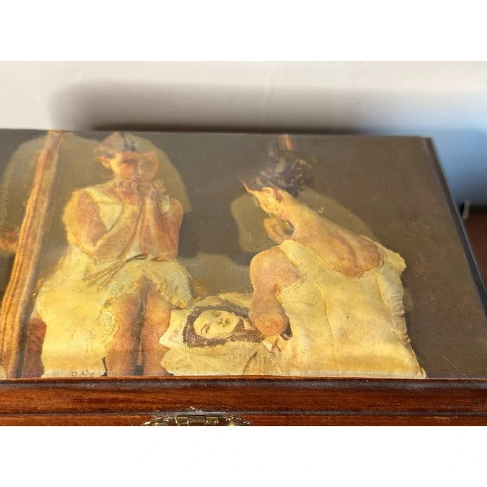 Antique Handmade Jewlery Music Box made by Doris, local artist 8x5x3.75